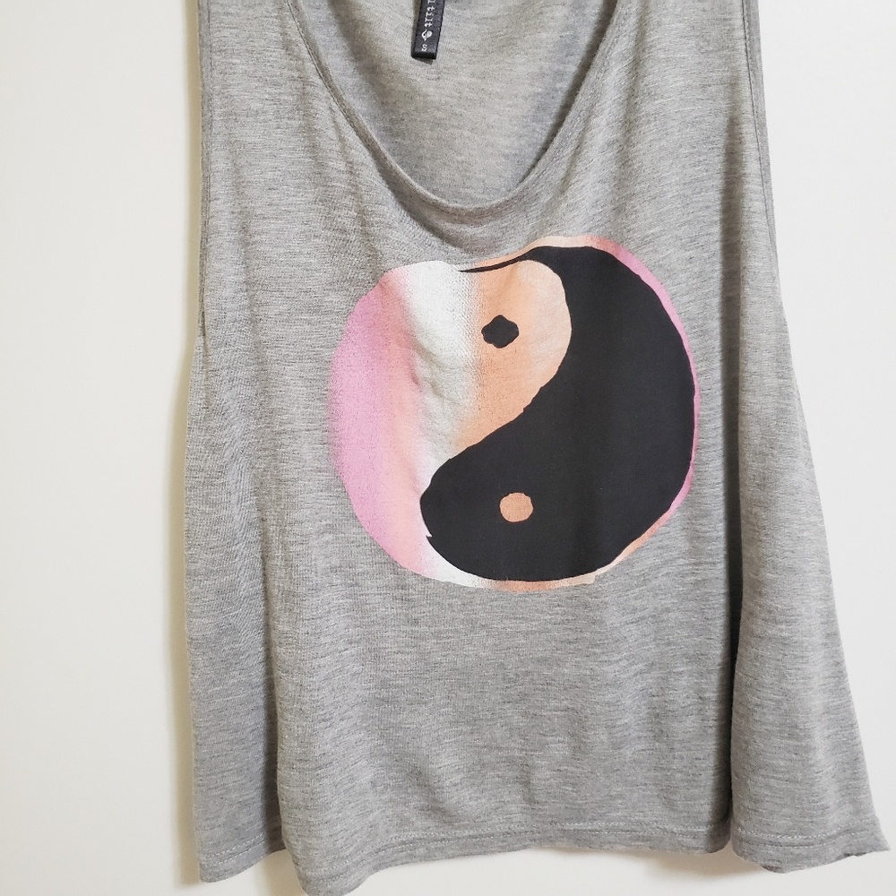 Full Tilt Yin Yang Drop Armhole Flowy Tank Top